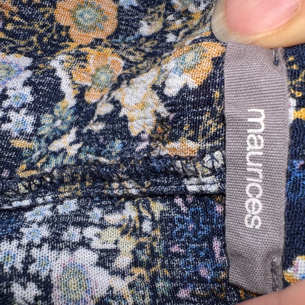 Maurices Floral Wide Leg Pants Womens XL Navy Blue Rayon Boho Ditsy Print - Picture 4 of 9